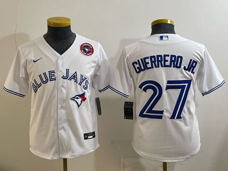 Youth 2025 Nike Toronto Blue Jays #27 Guerrero jr White Game MLB Jersey 05->youth mlb jersey->Youth Jersey